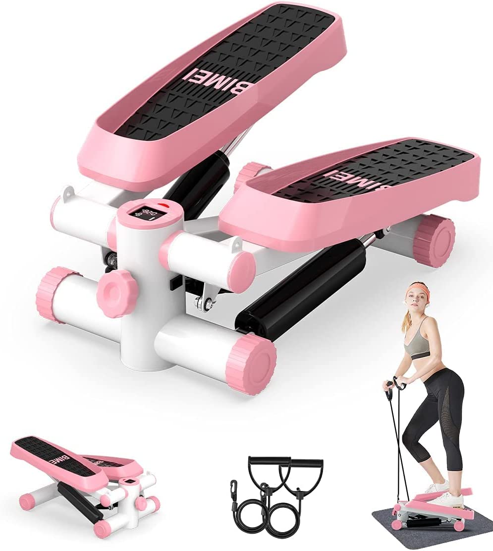 Home Gym Training Program - ポータブルホームジムミニフィットネスステッパー、LCDディスプレイと抵抗バンド付きエクササイズマシン、ワークアウトプログラム搭載