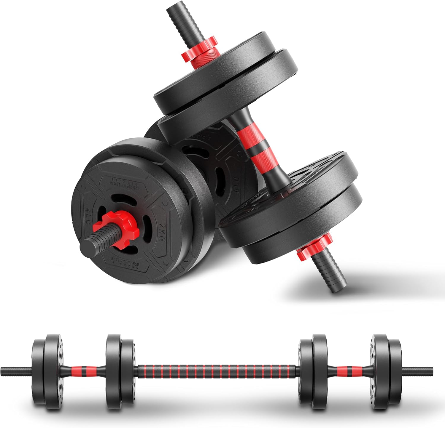 Home Gym Kit - 22ポンド 2-in-1 調節可能なダンベル＆バーベルセット 家庭用エクササイズ＆フィットネス用