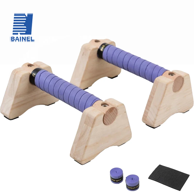 Push Up Stand Bar - フィットネス用木製腕立て伏せスタンド、滑り止め腕立て伏せバー、腕立て伏せボード、体操パラレルバーバー、家庭用運動器具