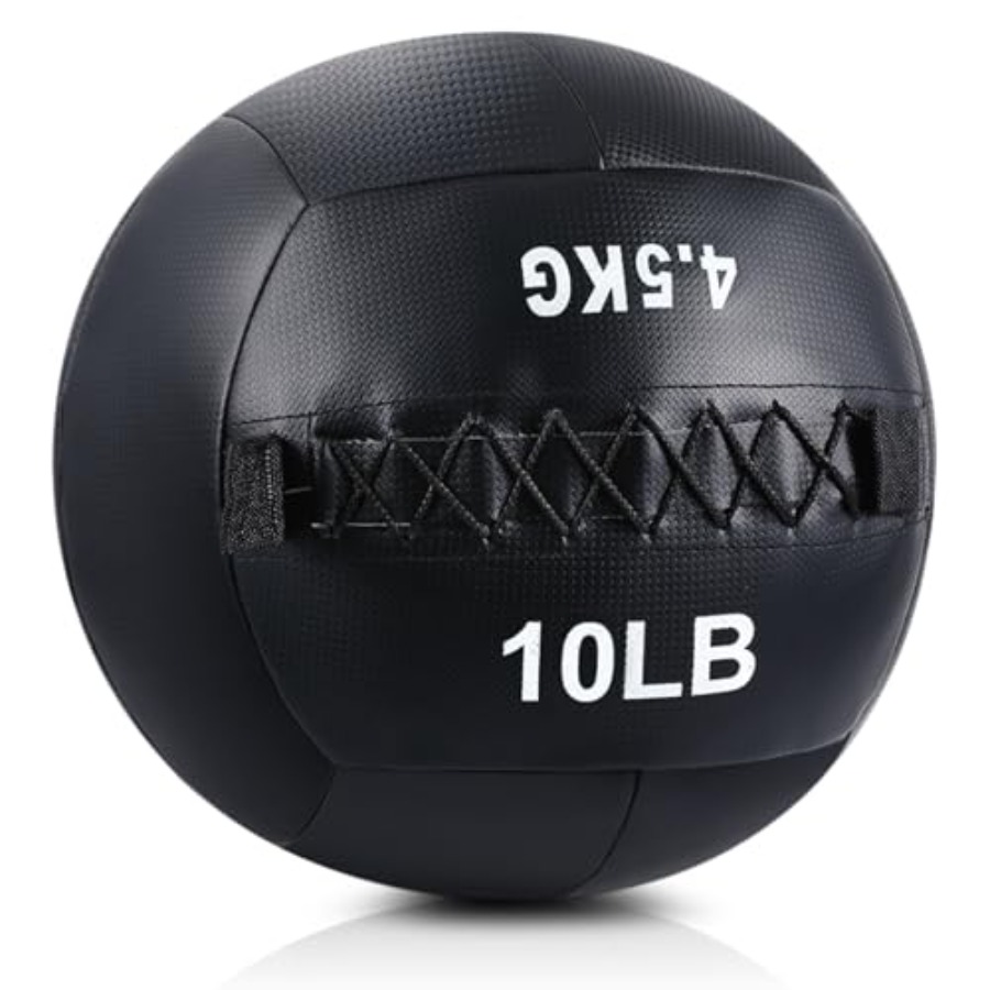Medicine Ball Slam - ソフトウォールメディシンボール エクササイズフィットネス用：ゴム製ブラック滑り止めグリップ 耐衝撃性 筋力強化 コアトレーニング ランジパートナートス