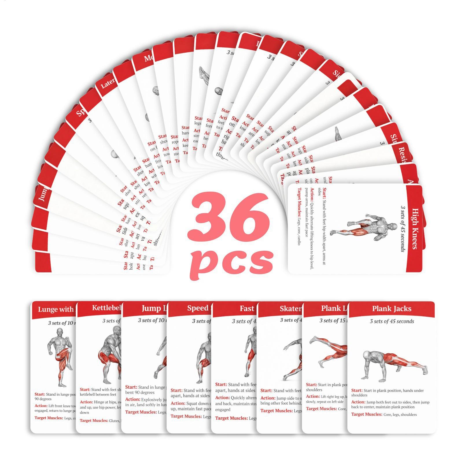 ワークアウトカード エクササイズデッキ 36枚入り ポータブ - Home Gym Kit のレビューと価格