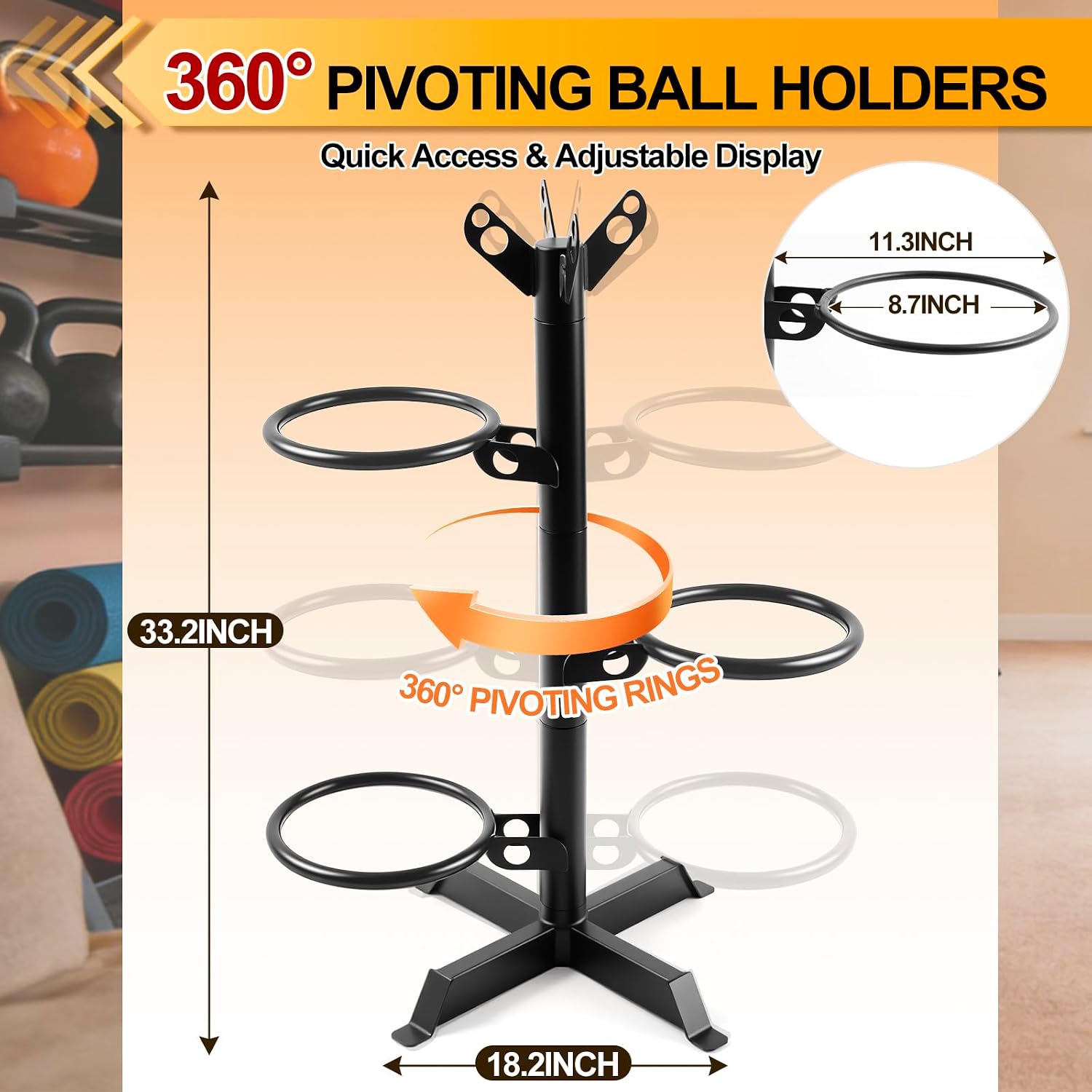 ホームジム用メディシンボールラック、回転リング付き4段垂直収 - Medicine Ball Slam のレビューと価格