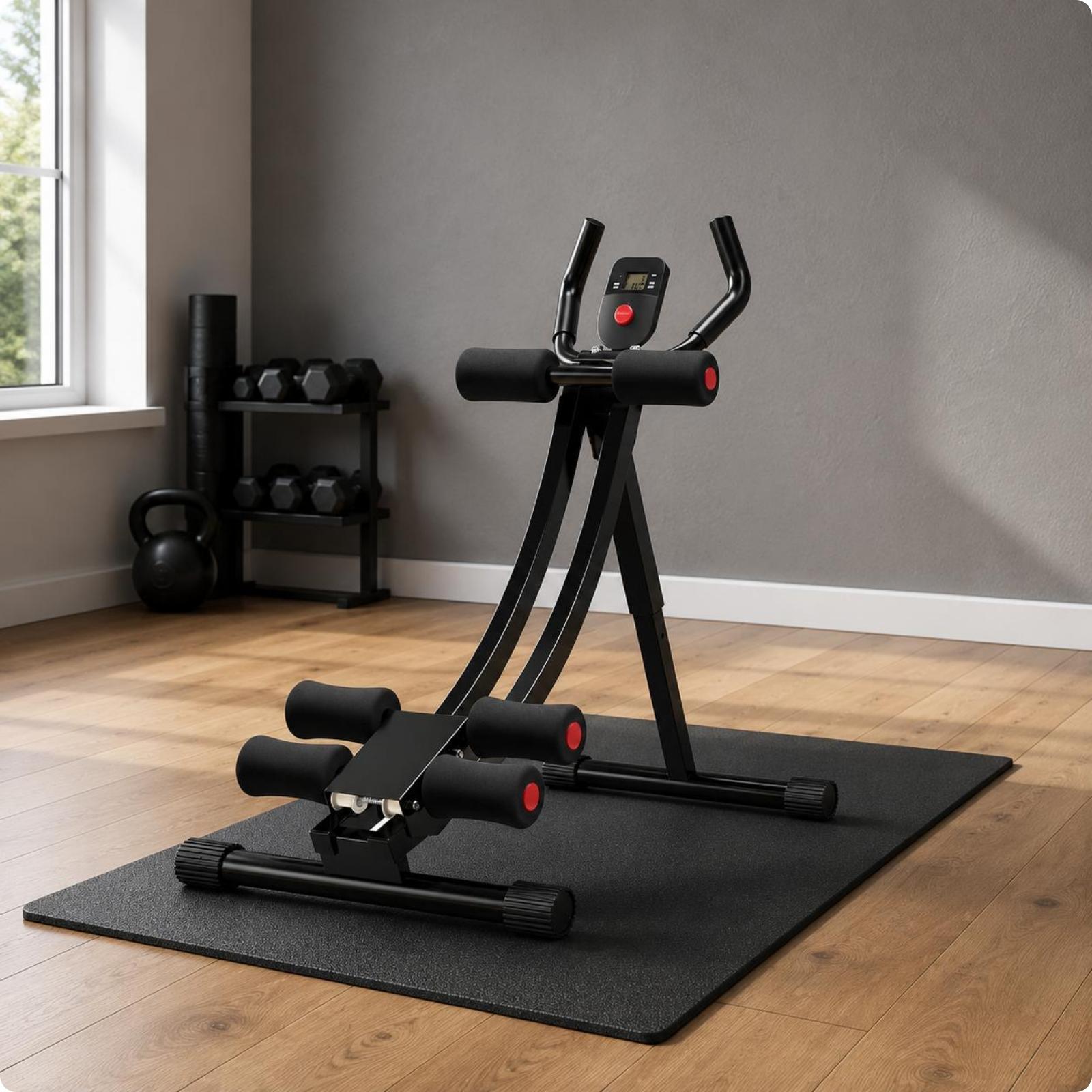 コンパクトな腹筋トレーニングマシン。折りたたみ式で、自宅での - Home Gym Floor のレビューと価格