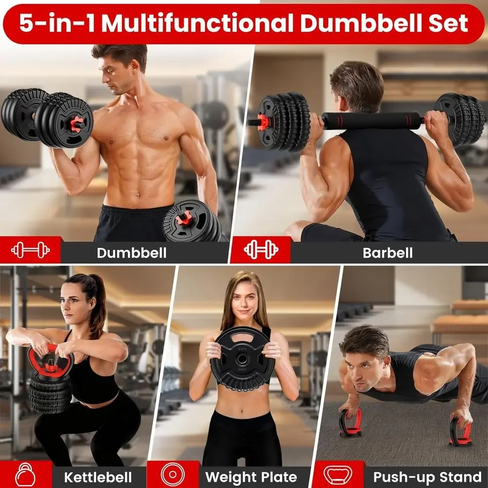 多機能調整式ダンベルセット - 22～90ポンド、5-in- - Push Up Stand Bar のレビューと価格