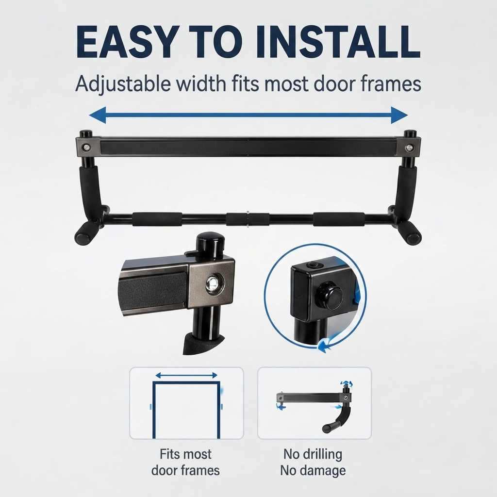 多機能ドア枠懸垂バー、ネジ不要のチンアップバー、ホームジム用 - Chin Up Doorframe のレビューと価格